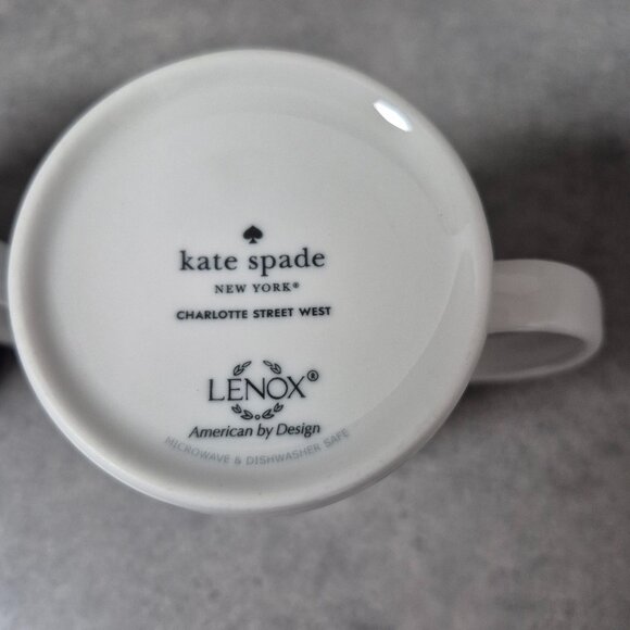 Kate Spade x Lenox Charlotte Street Navy and White Coffee Tea Mug Cups Set of 2 - Picture 7 of 8